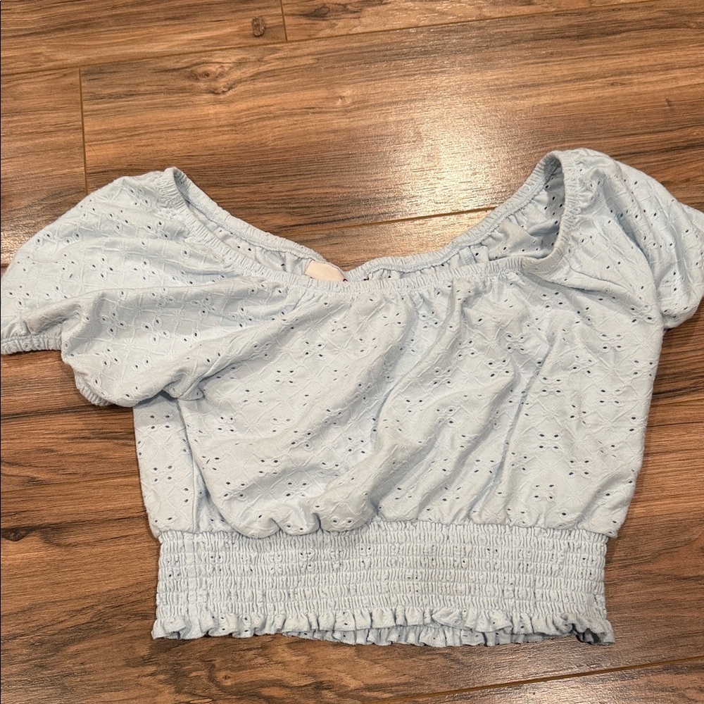 SO Light Blue Eyelet Blouse